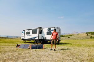 RV camping using solar generator